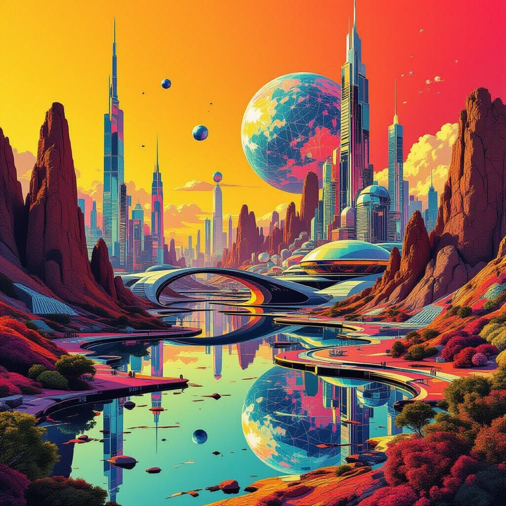 Vibrant Miniature Worlds in a Geometric Bauhaus Style