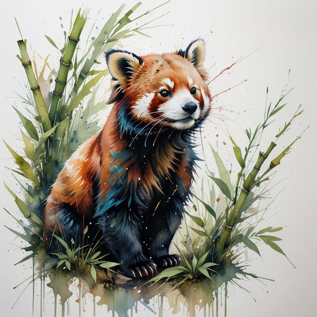 Red Panda in Subtropical Bamboo Grove