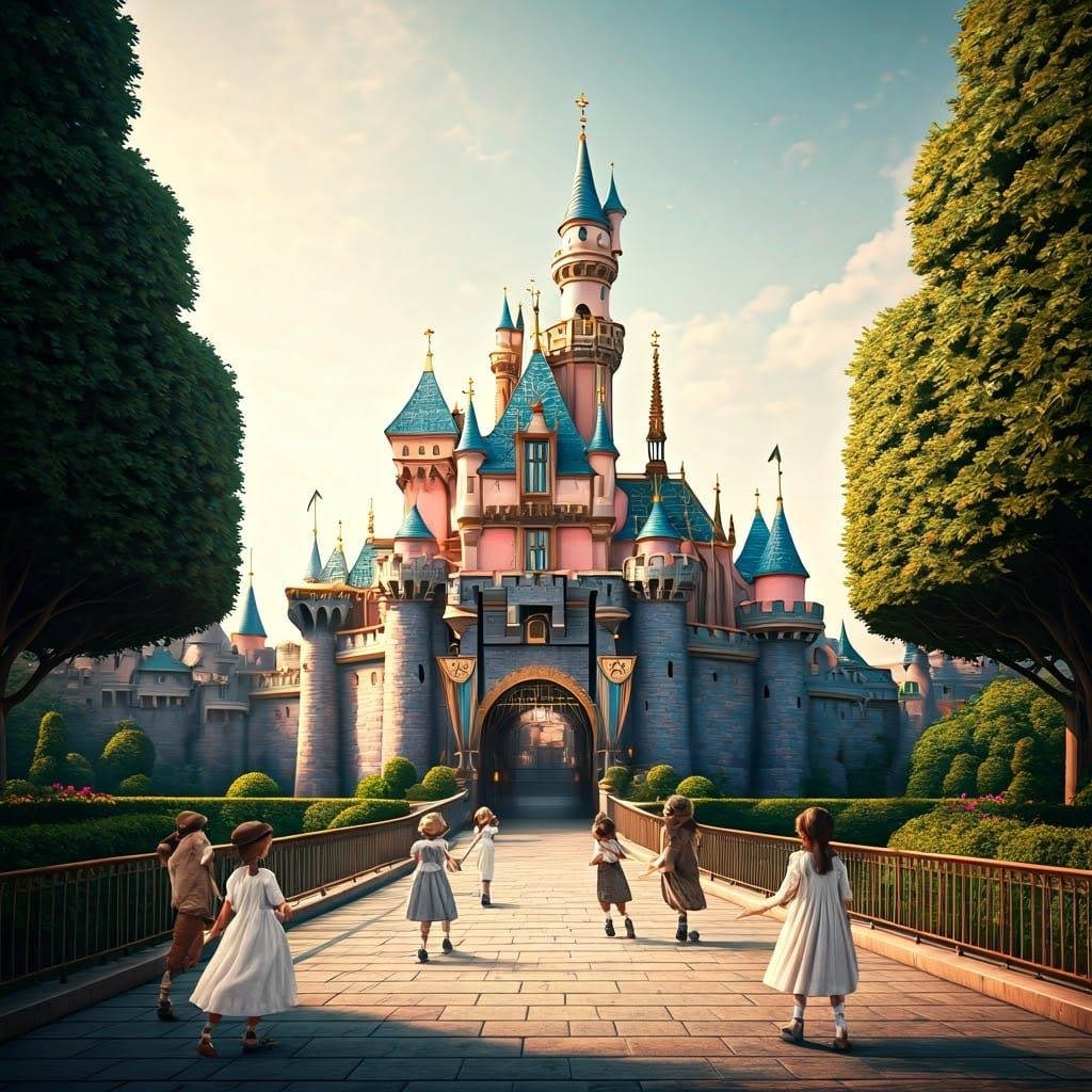 Steampunk Disneyland Castle with Holographic Steamboat Willi...