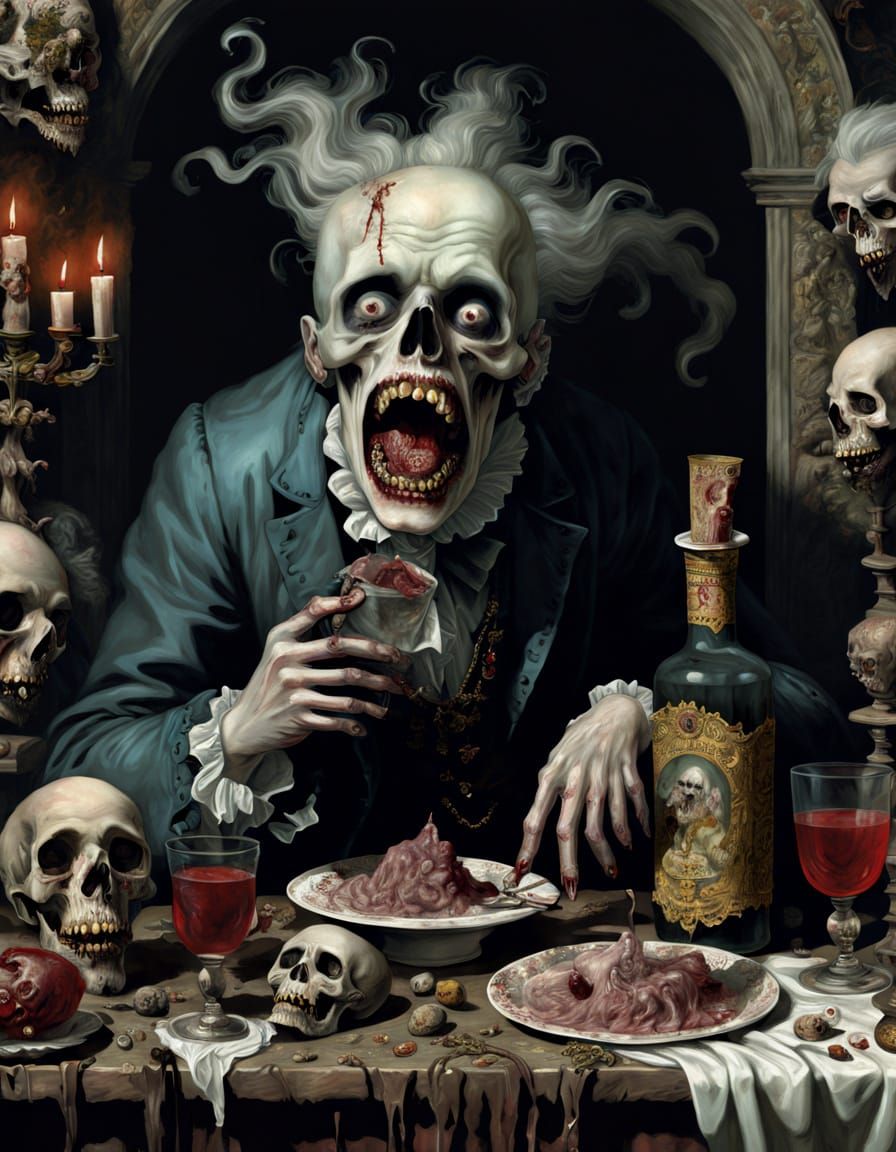 Madman Unleashed in Gothic Baroque Horror Scene