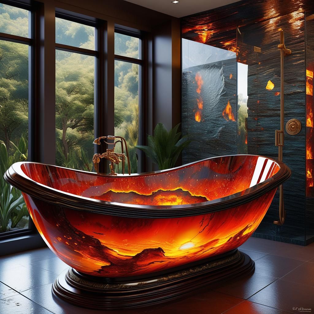 Fire Opal Bathtub: A Billionaire's Abstract Masterpiece