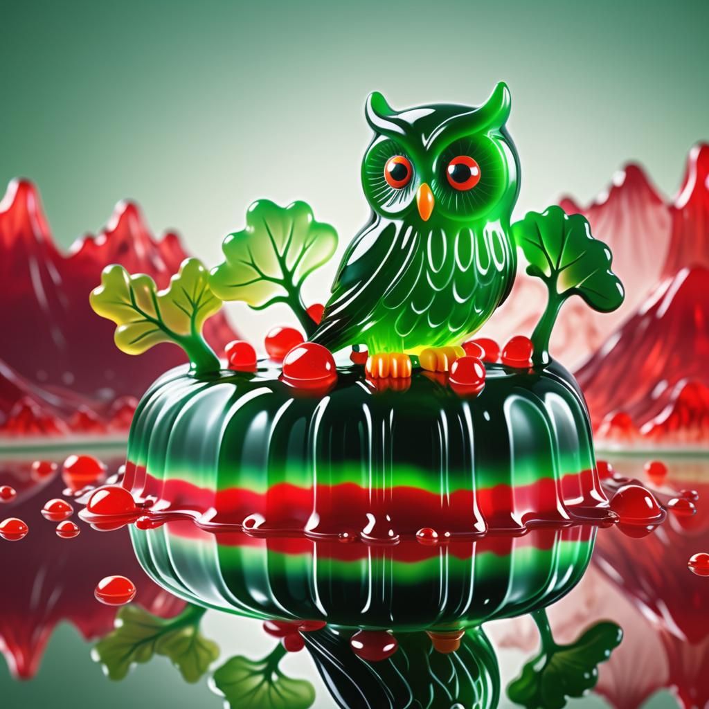 TeamLab-Inspired Jelly Owl Splash Art Render