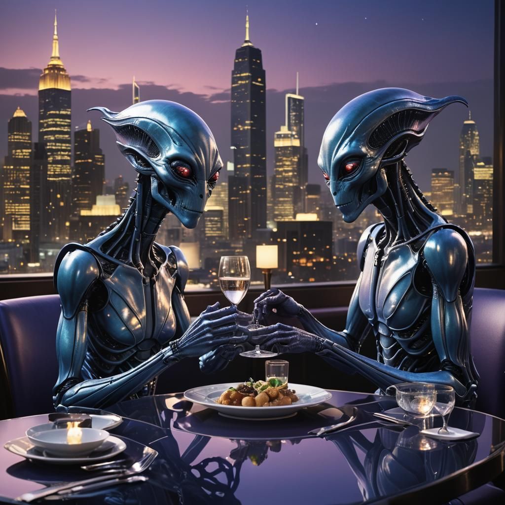Aliens on a Date in Upscale Restaurant