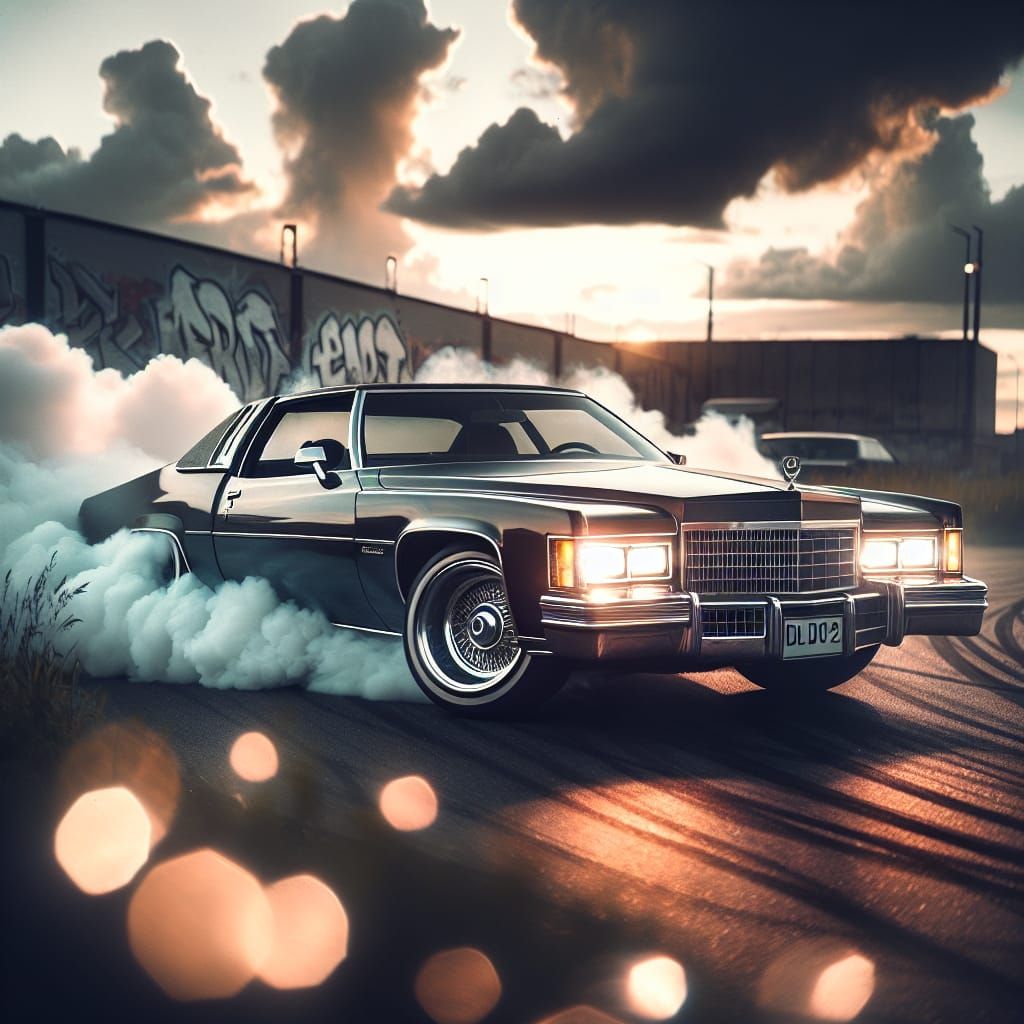 Vintage Cadillac Coupe DeVille Drifts in Epic Smoke