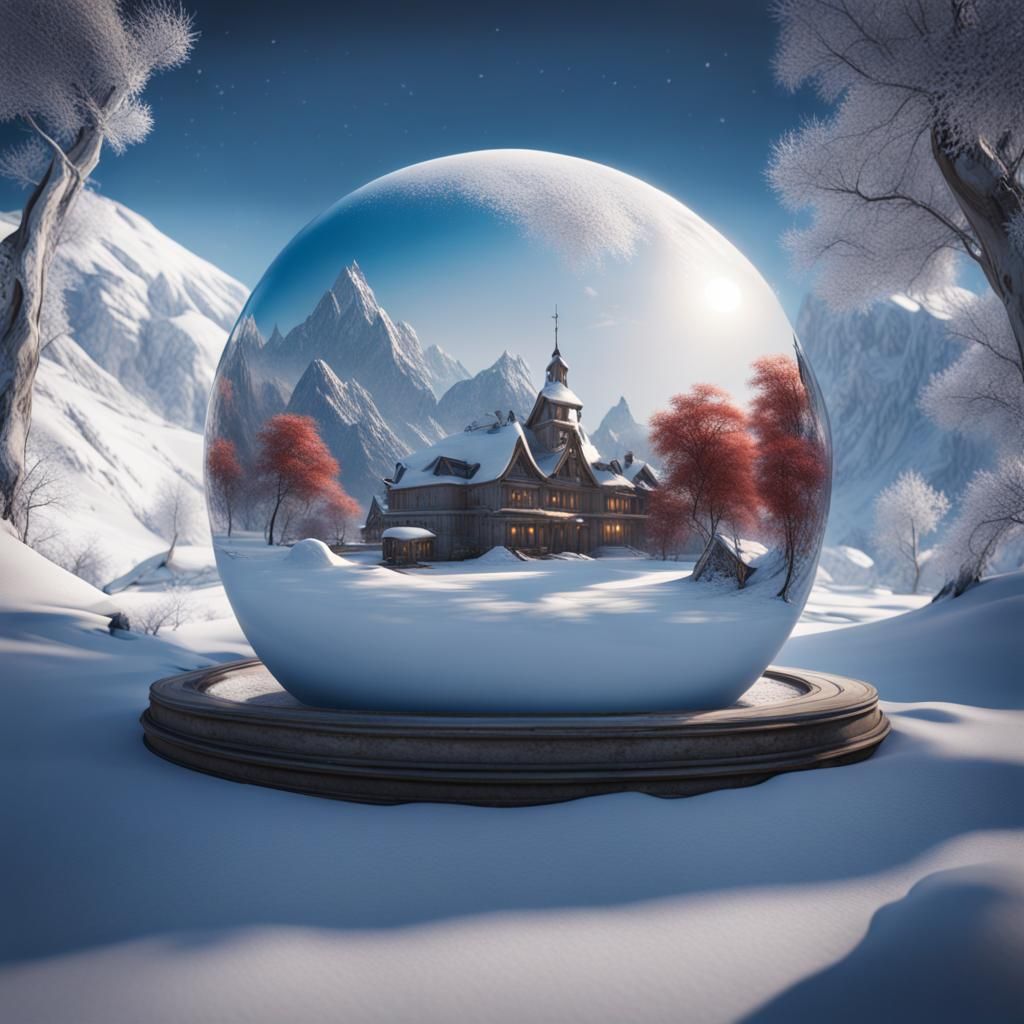 Earth in Snow Globe: Detailed Matte Painting