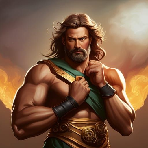 Hercules Battles Nemean Lion: Hyperdetailed Art