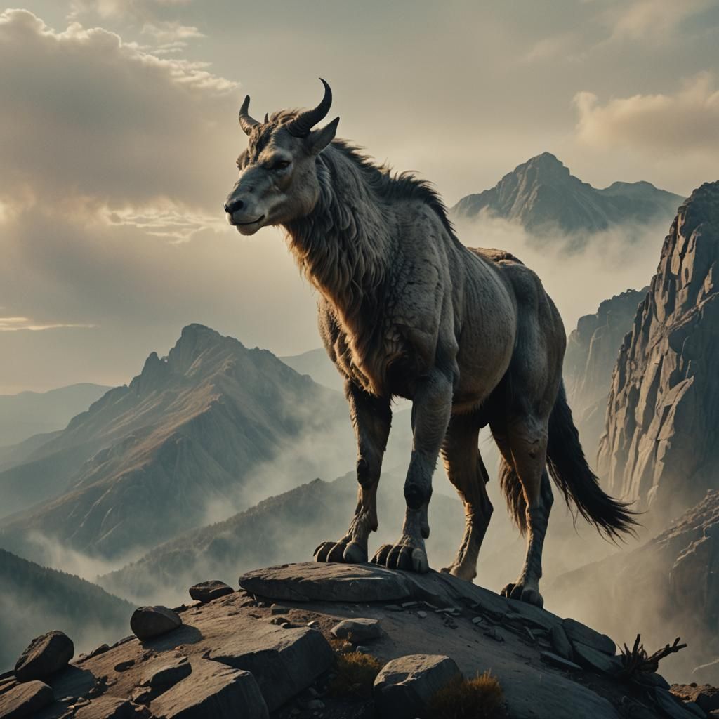 Majestic Grigio Animal on Misty Mountain