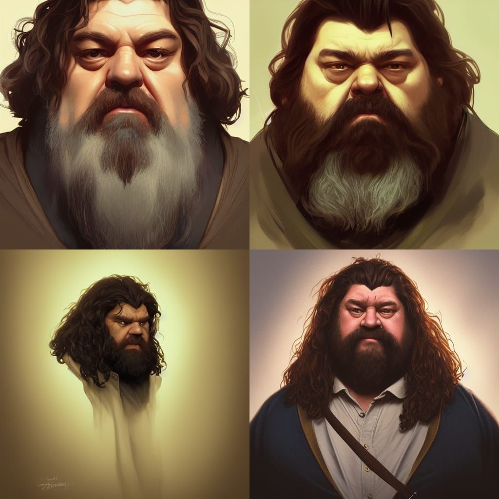 Hagrid Portrait in Hyperdetailed Art Nouveau Style