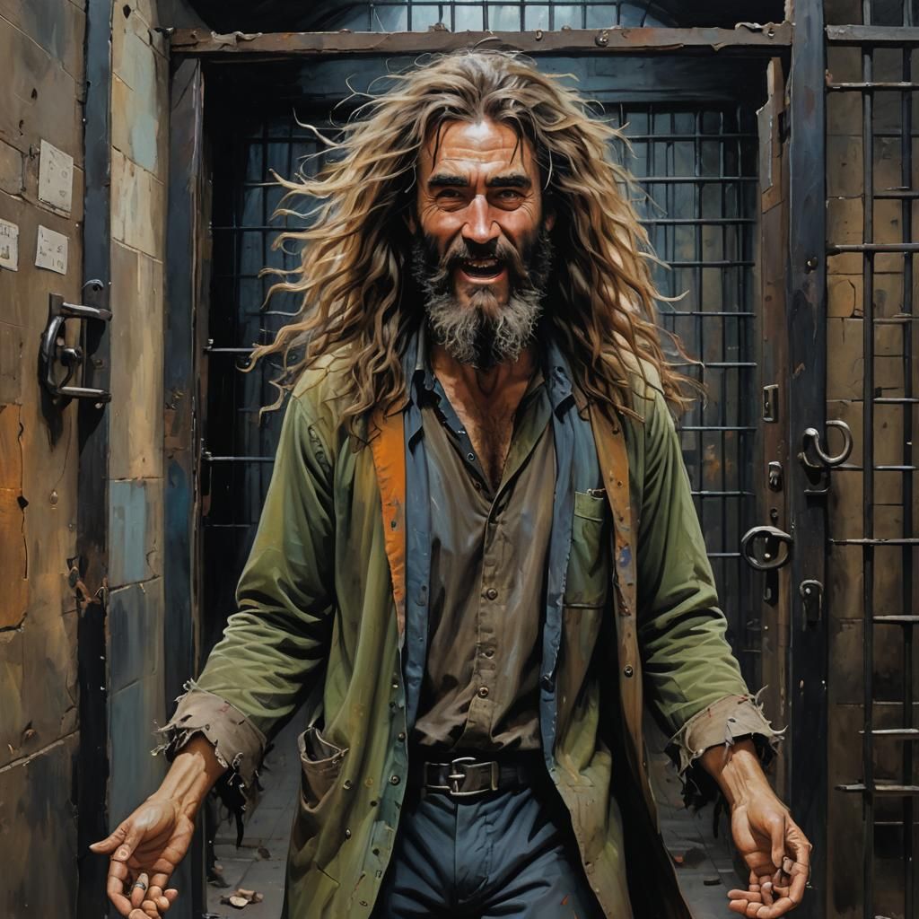 Joyful Prisoner in Sunlight: An Oil Painting