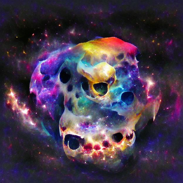 Cosmic Skull Amidst Swirling Galaxies