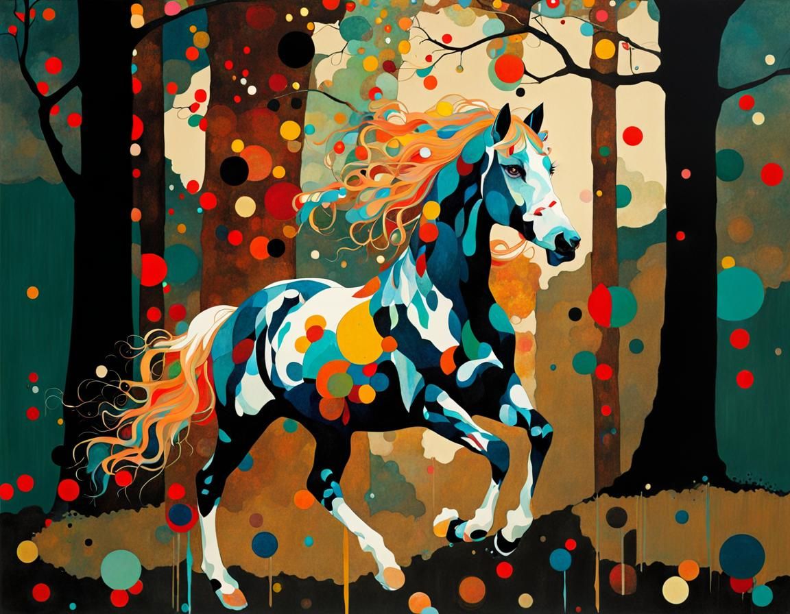 Ethereal Horse Portrait in Art Nouveau Style