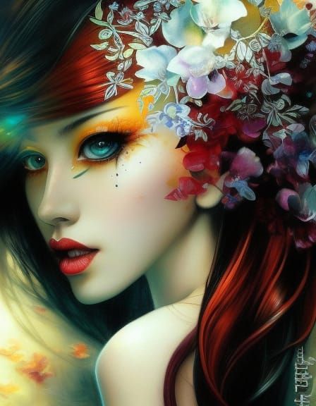 Neo-Victorian Tattoo Portrait of a Red-Haired Woman