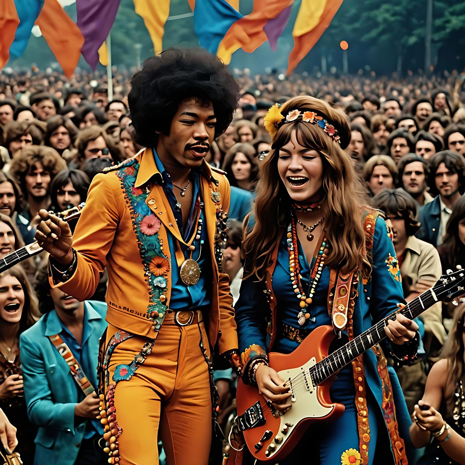 Jimi Hendrix and Janis Joplin Offstage - Groovy 60's