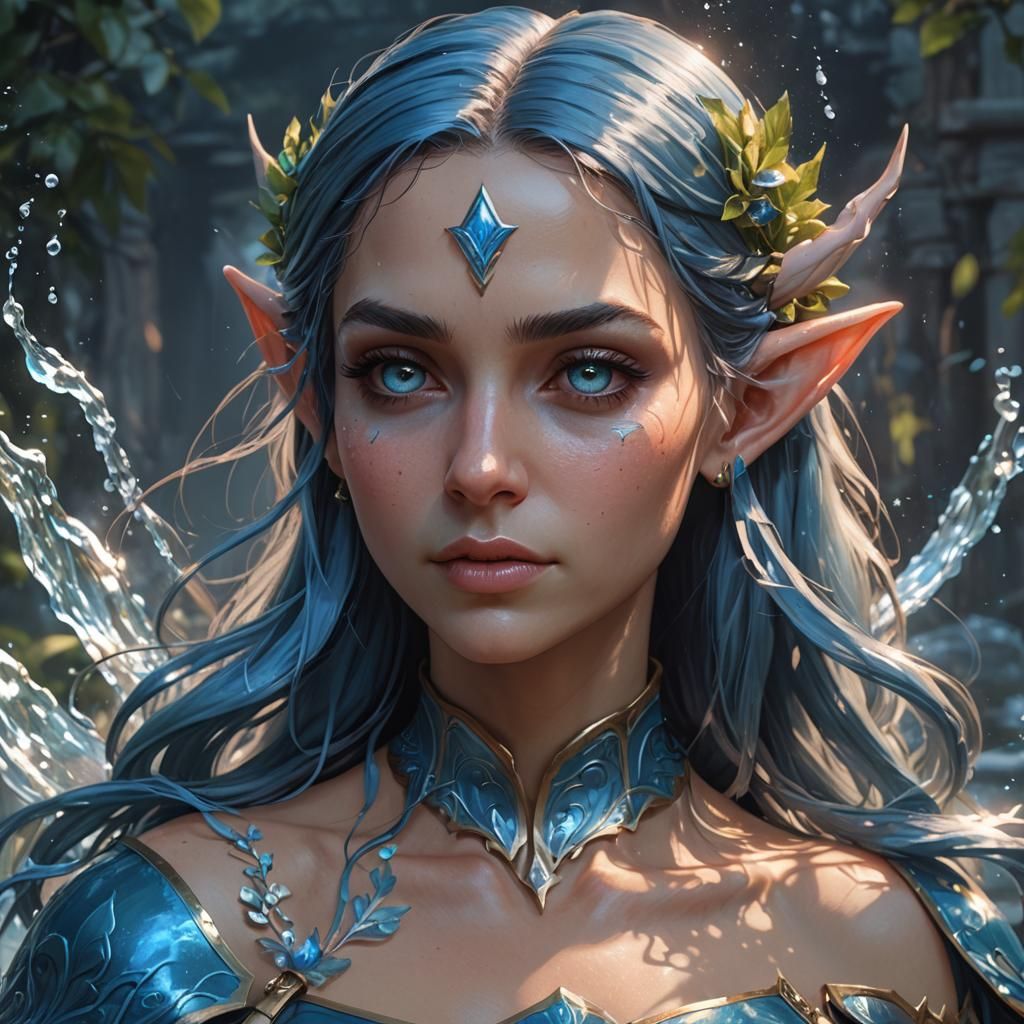 Water Elf Portrait in Art Nouveau Style