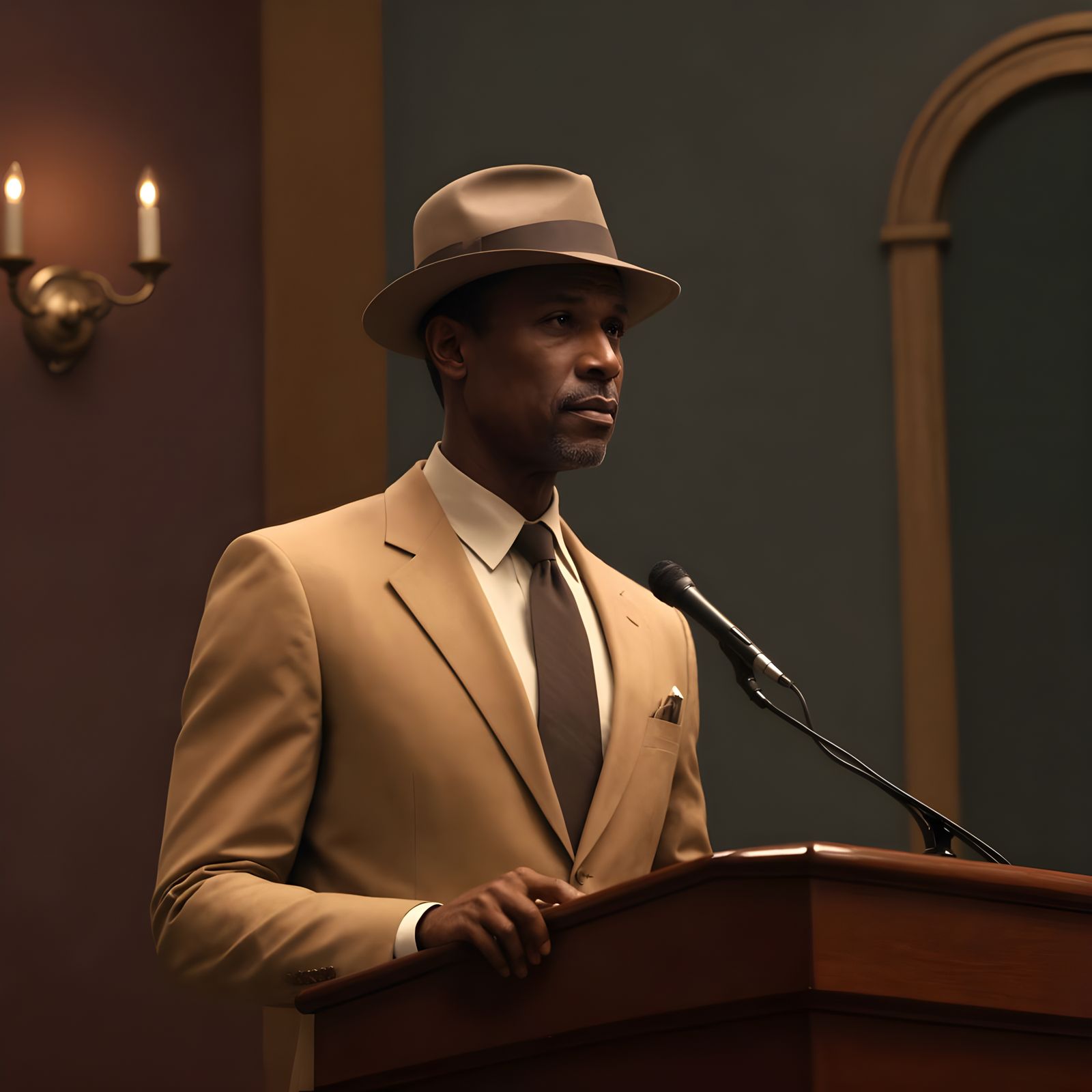 African American Newspaper Man in Art Deco Style