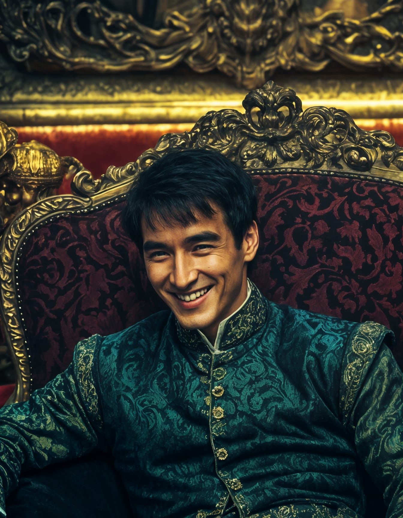 Renaissance Man Lounging in Parisian Parlor