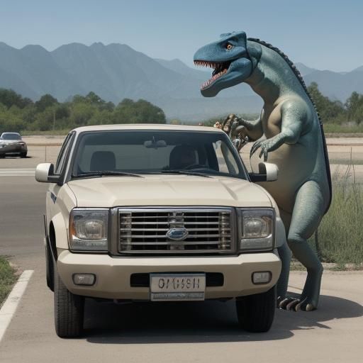 Dinosaur Filling Car with Gas
