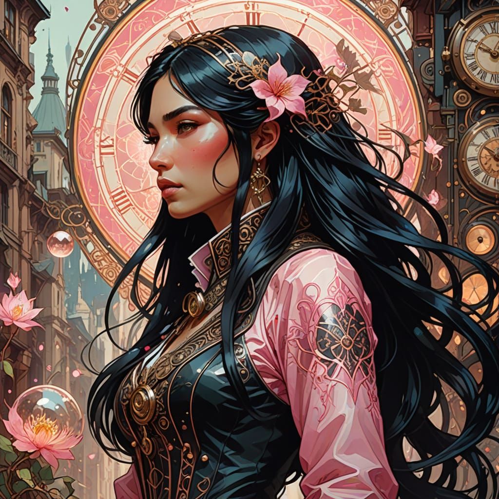 Steampunk Beauty in Alphonse Mucha Style
