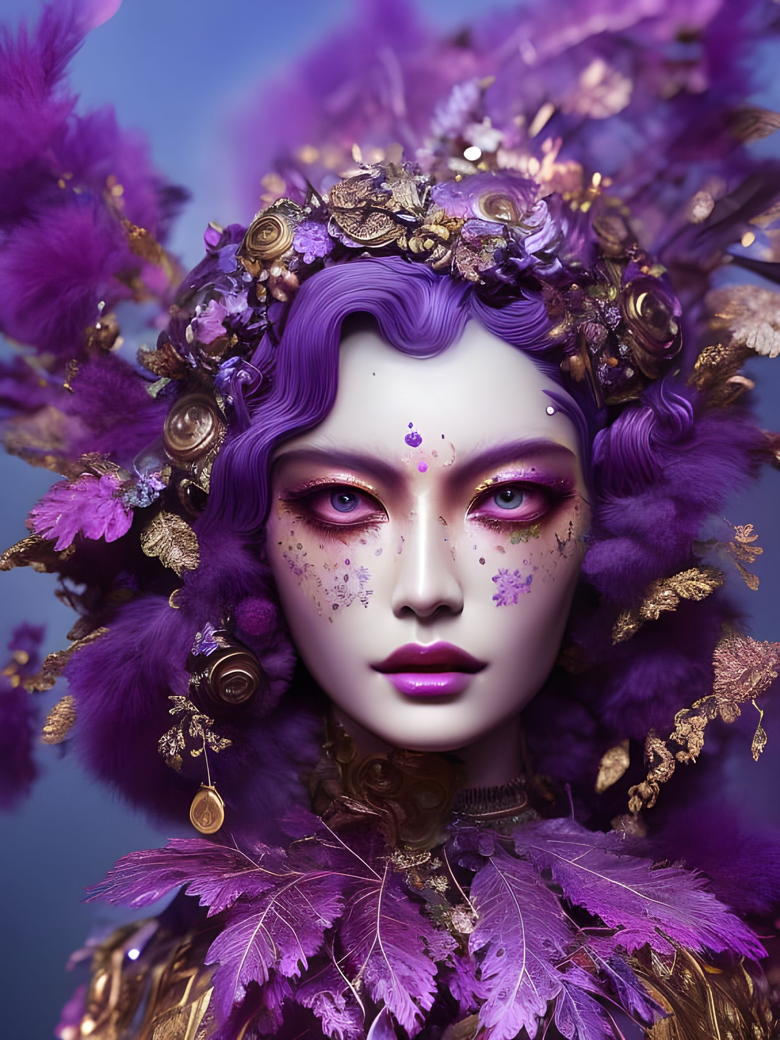 Elaborate Jupiter Goddess in Violet and Gold