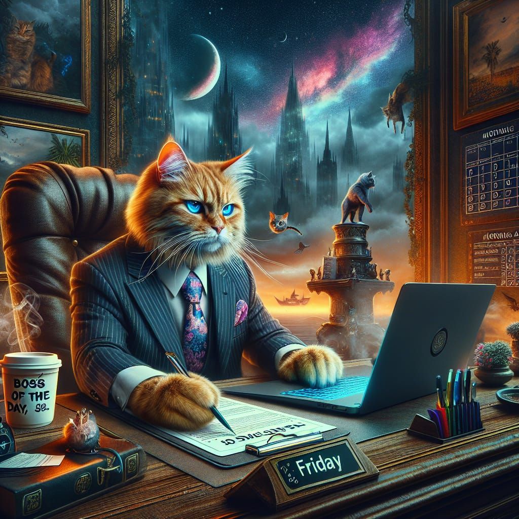 Cat CEO: Fantasy Matte Painting in 8K Resolution