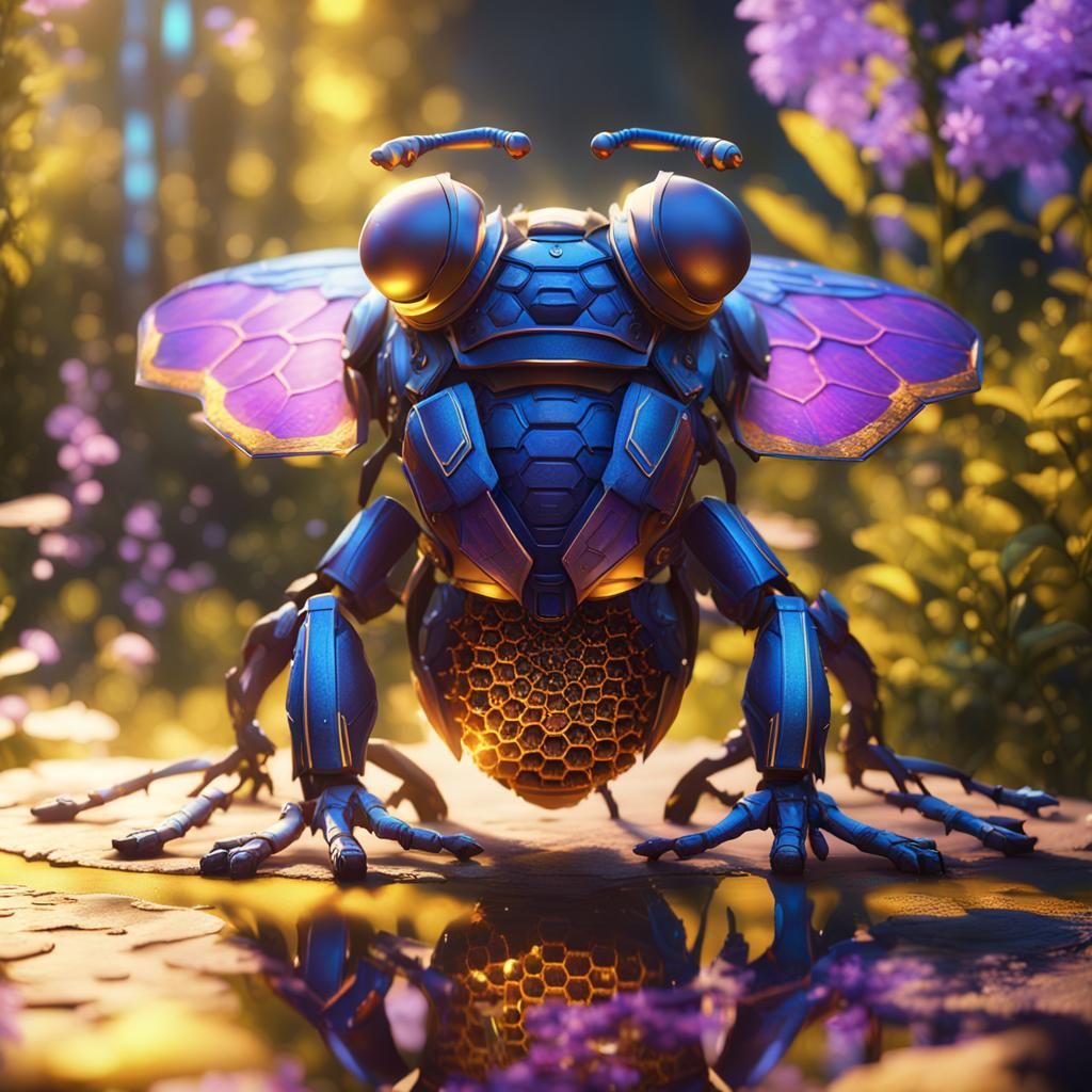 Bee Hybrid in Lush Forest: Fantasy Concept Art