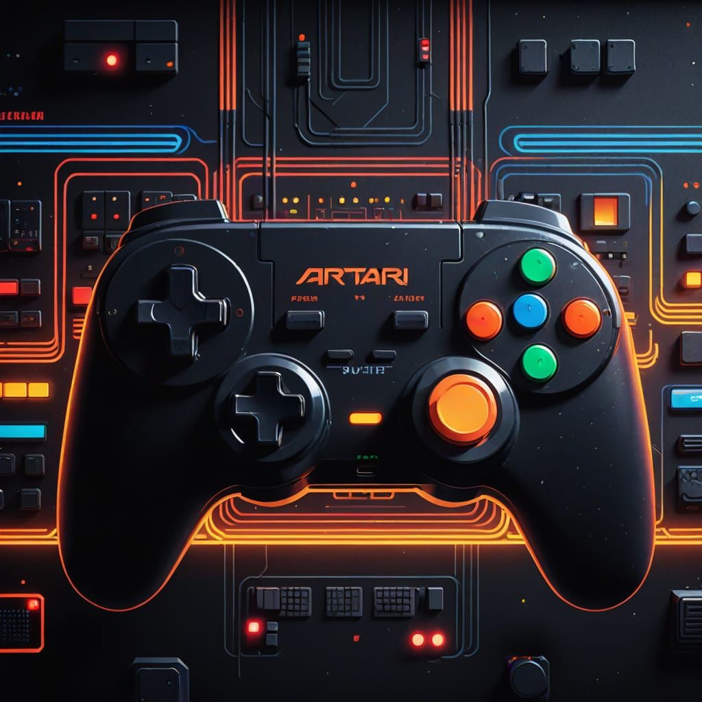 Atari Controller in Pixel Art Style