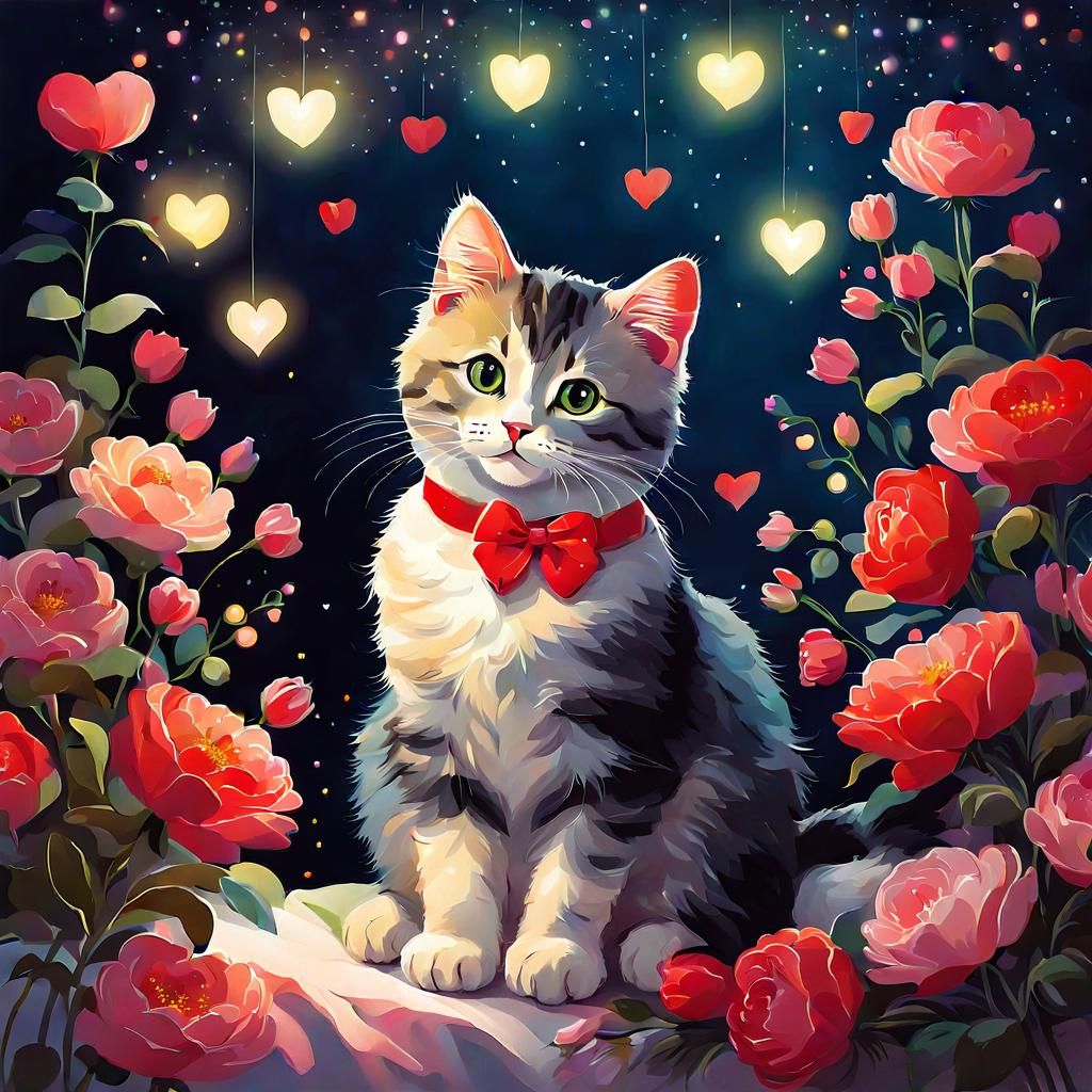 Ethereal Feline Portrayal in Symbolic Style