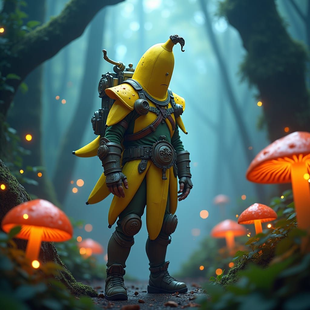 Banana Warrior in Mystical Jungle Concept Art