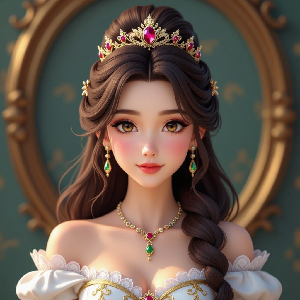 Elegant Princess Portrait in 3D Anime Art