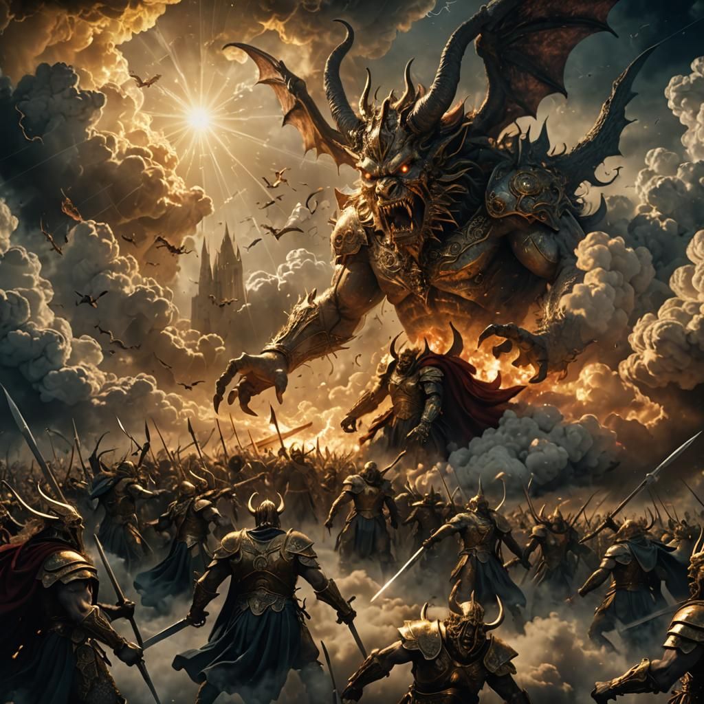 Heavenly Armies Clash with Demons in Digital Art