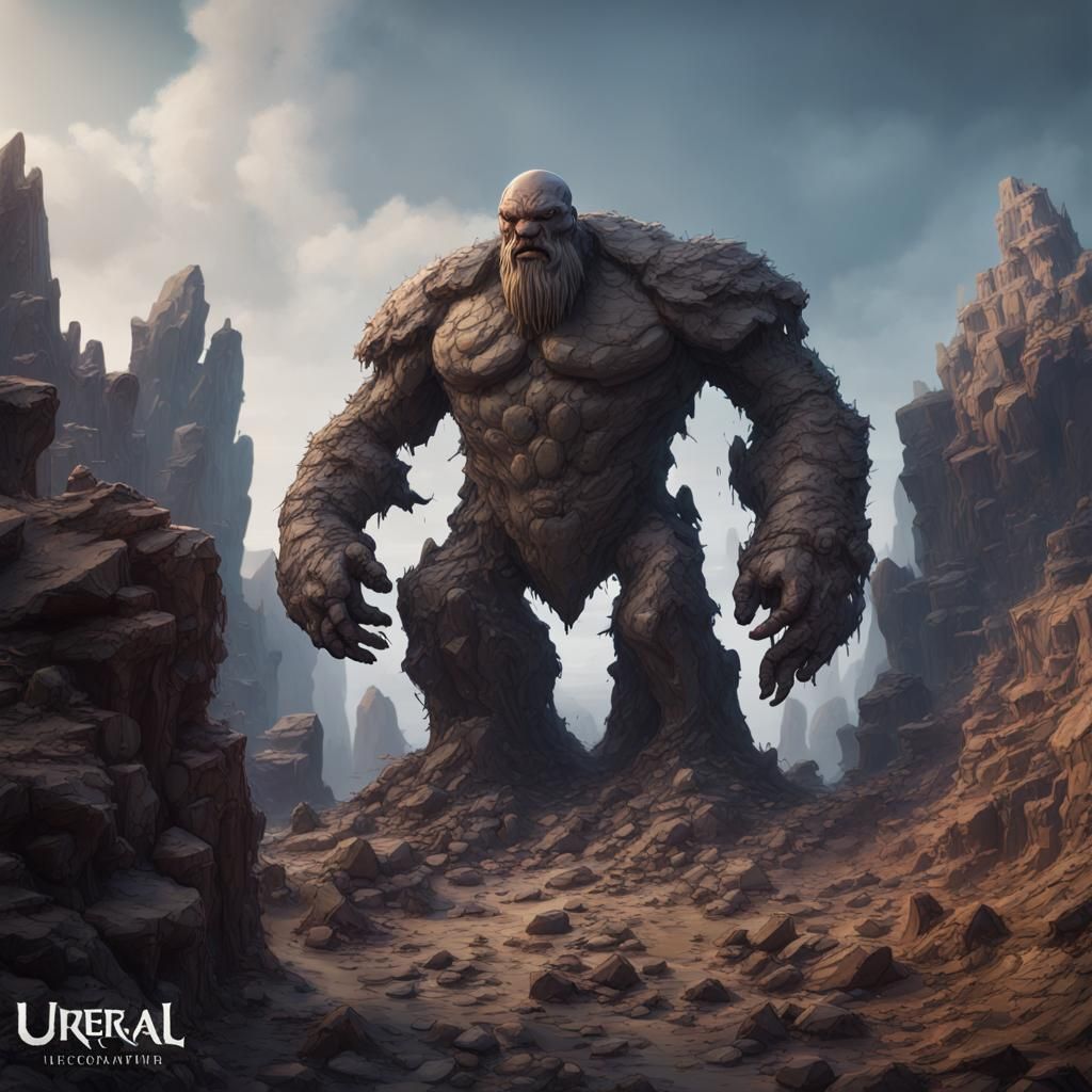 Menacing Rock Golem with Stone Hammer