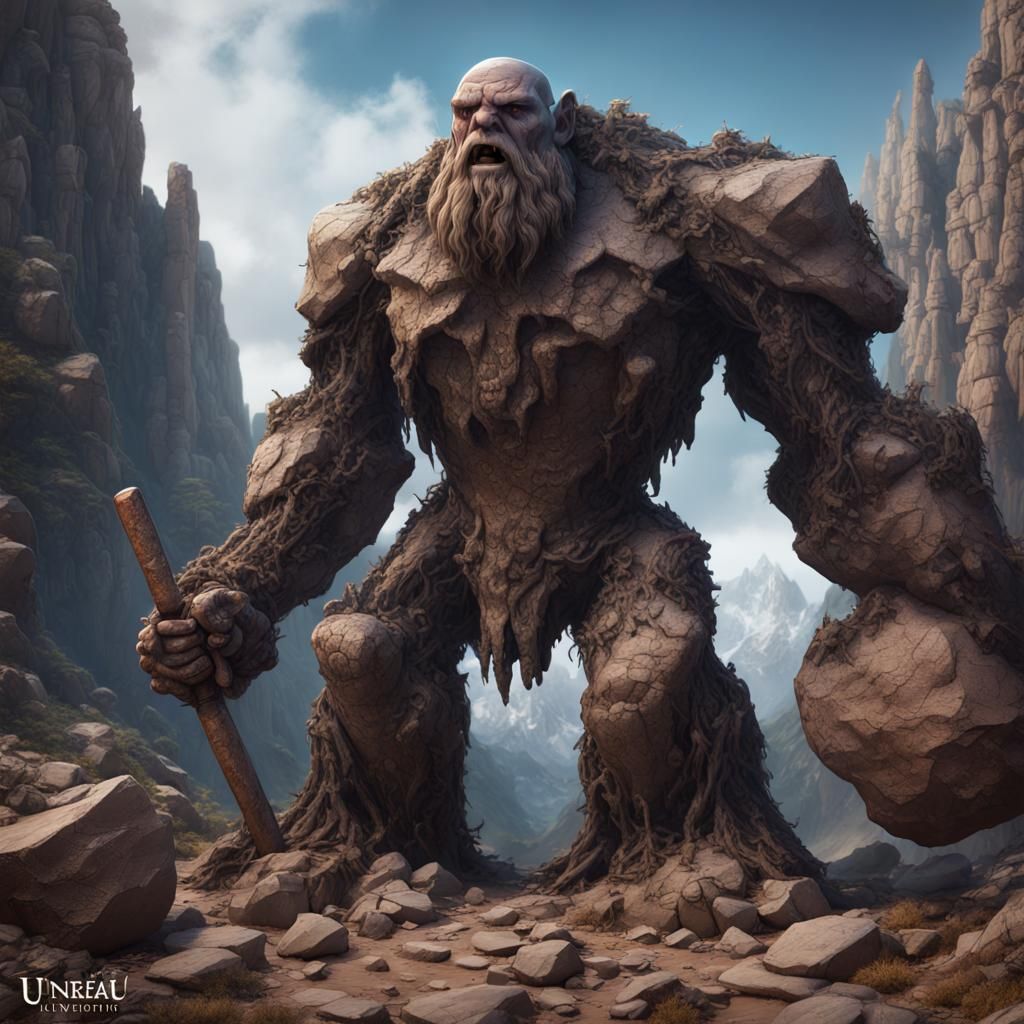 Menacing Rock Golem with Stone Hammer