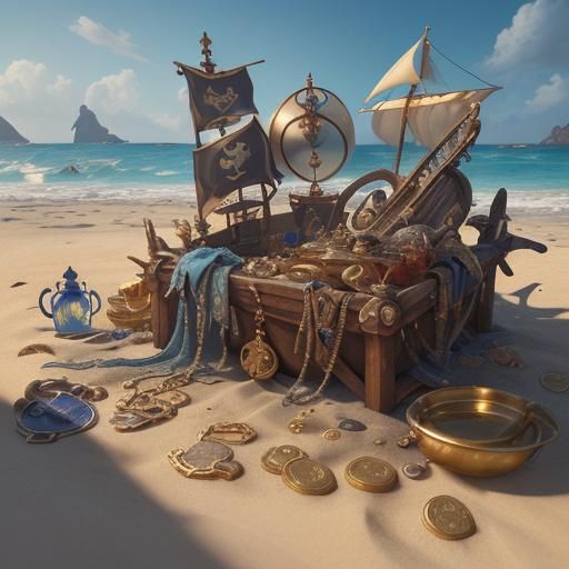 Pirate Treasure Washed Ashore: Fantasy Concept Art