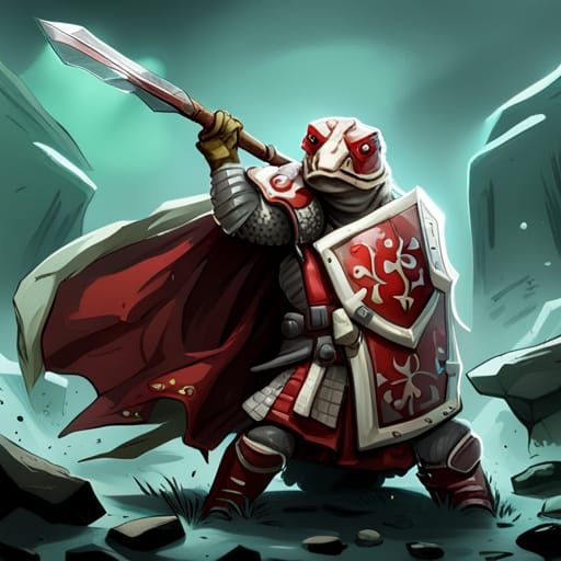 Snapping Turtle Paladin in White and Red Armor