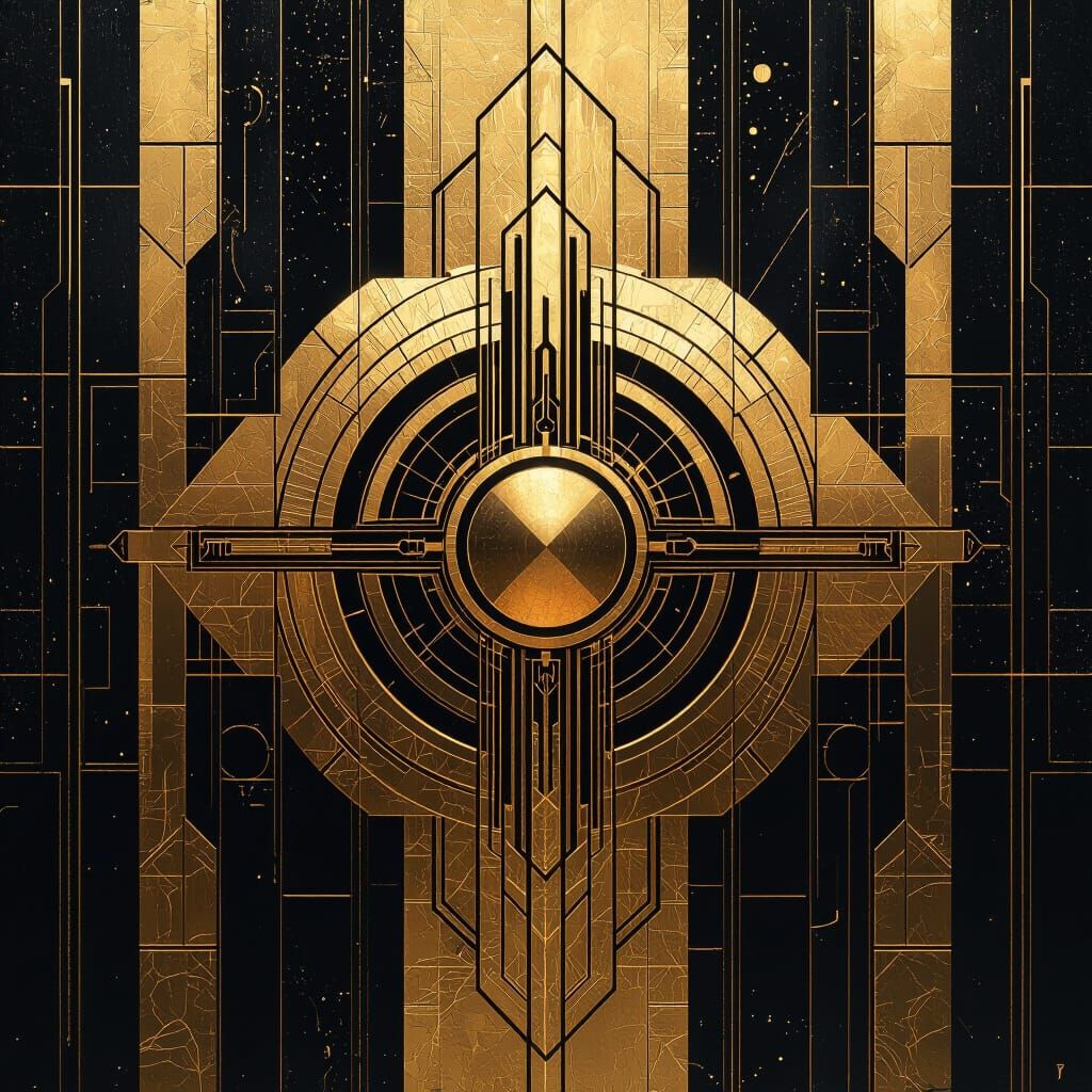 Golden Geometric Art Deco Shapes