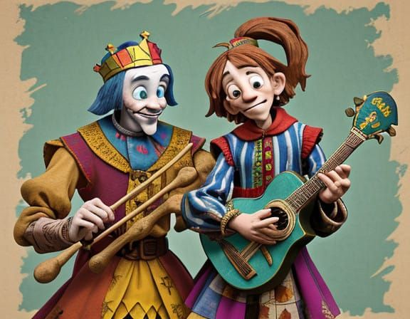 A Medieval King Controls His Intricate Jester Puppet