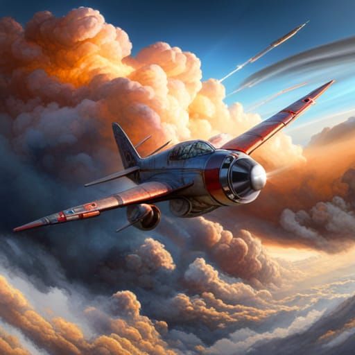 Cat Pilot in War Plane, Detailed Matte Painting