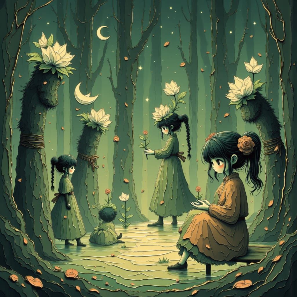 Zombie New Year's Ball in Anime Ghibli Style