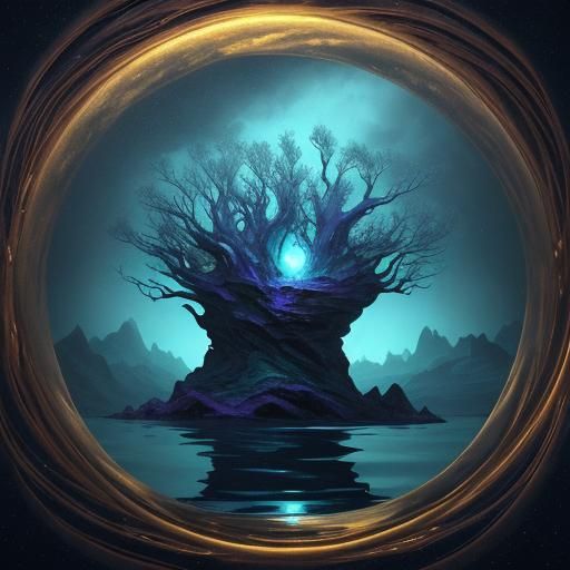 Surreal Alien Twins in Cosmic Horror Landscape