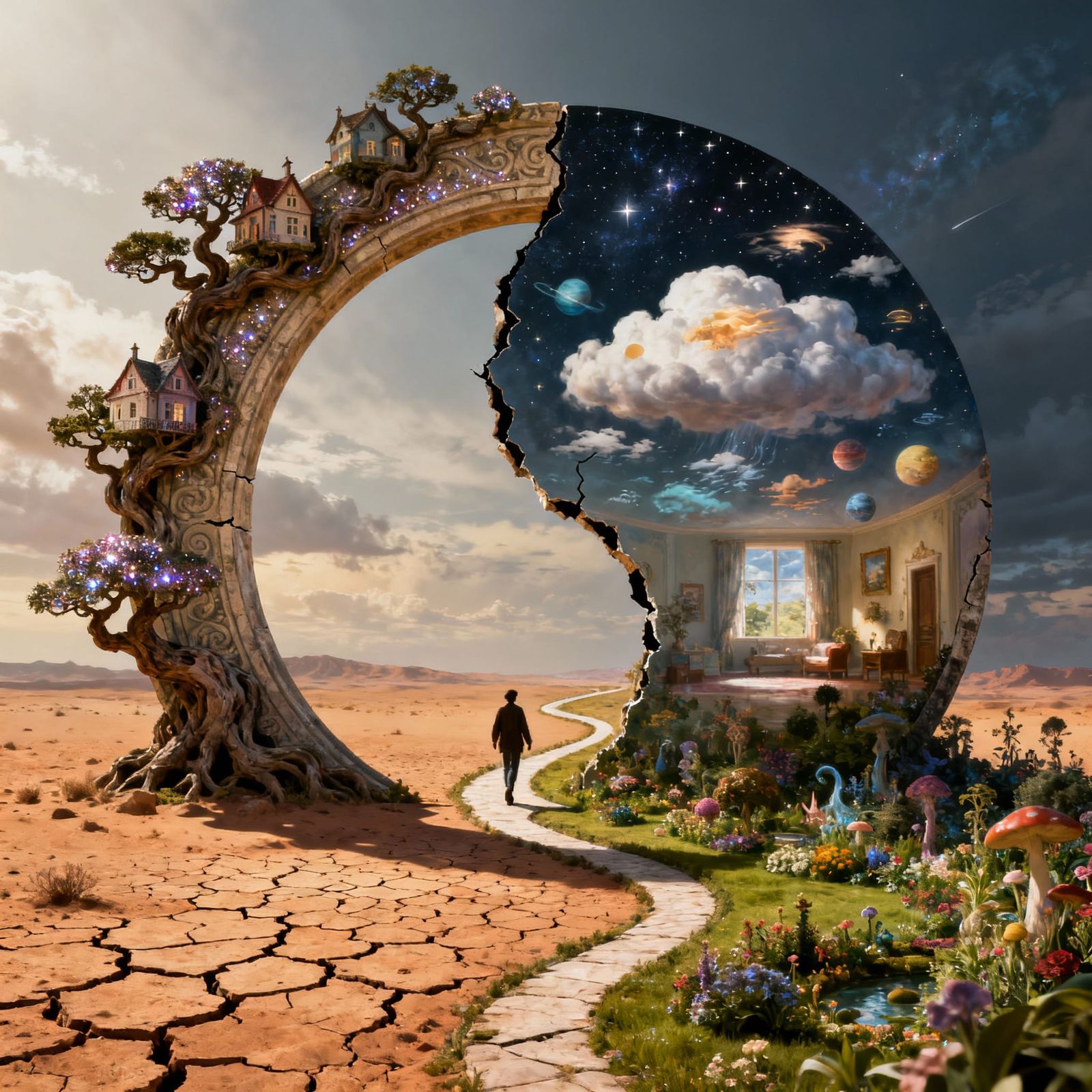 Surreal Yin-Yang Stargate with Contrasting Worlds