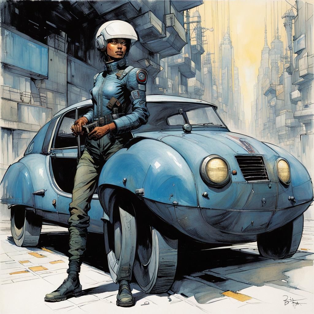 Dystopian Future: A Woman Driver, Comic Art