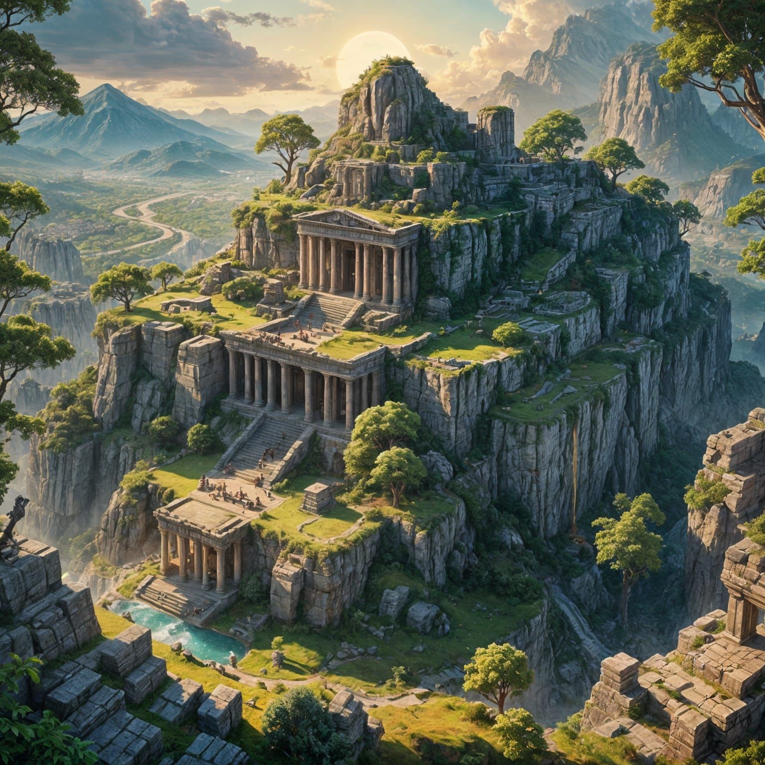 Mount Olympus: Detailed Matte Painting in Greek Mythology