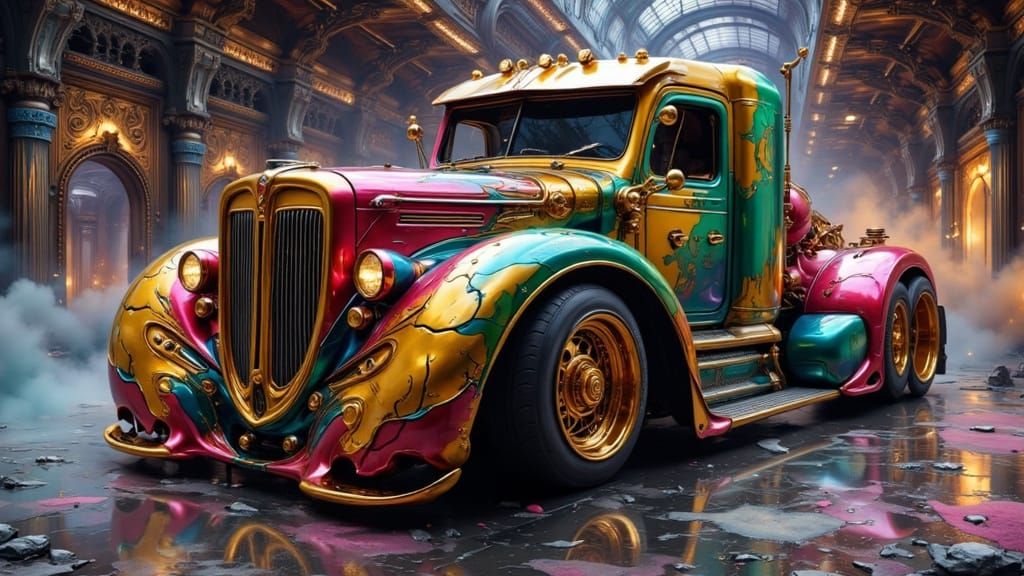 Slammed Demon Mecha Truck in Lavish Showroom
