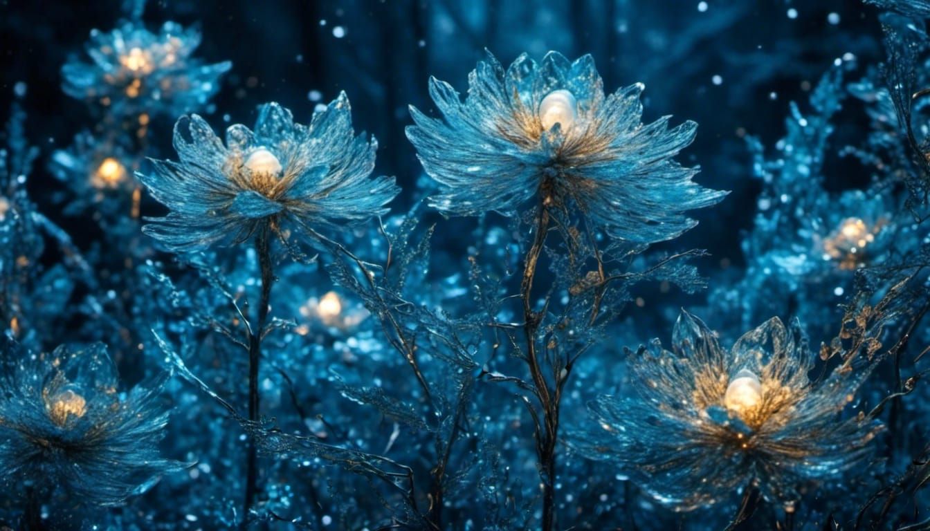 Glittery Frosty Flowers with Fairy Lights