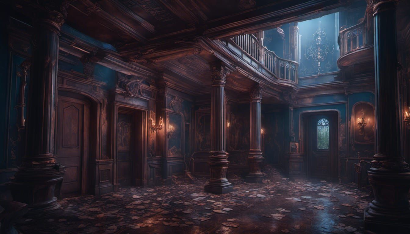 Inside a Haunted Mansion: Detailed Matte Painting