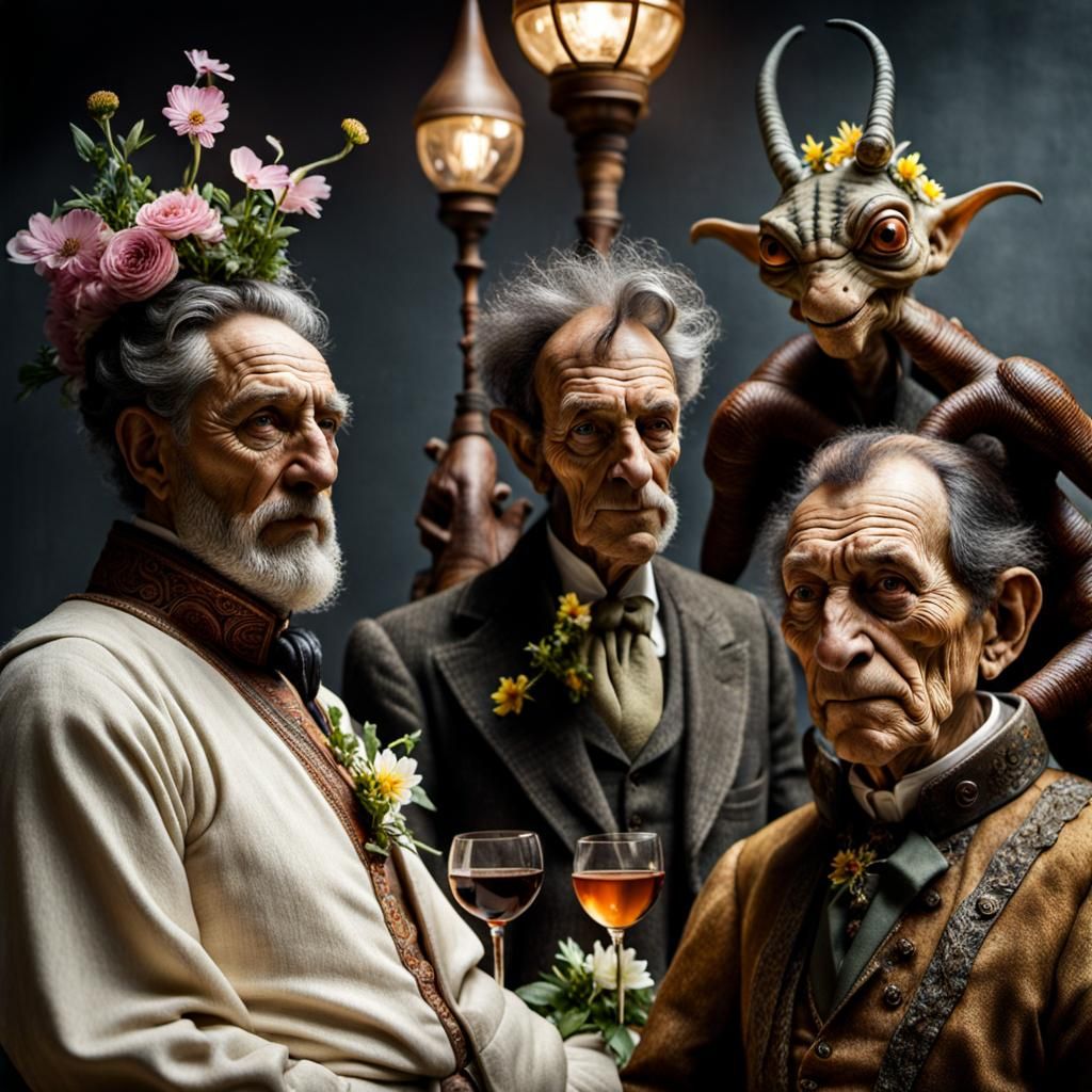 Surreal Alien Restaurant Celebration in Hyperreal Style