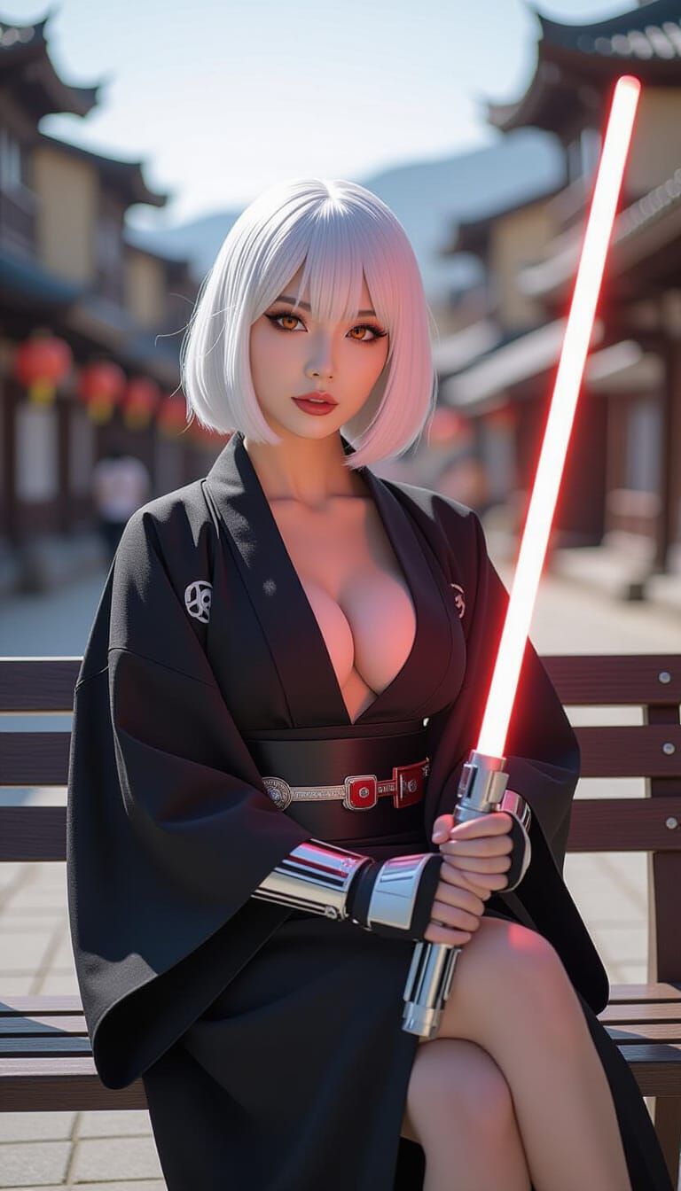 Asian Woman Inquisitor with Lightsaber on Kijimi