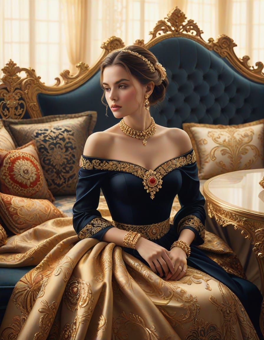 Elegant Woman in Luxurious Decor