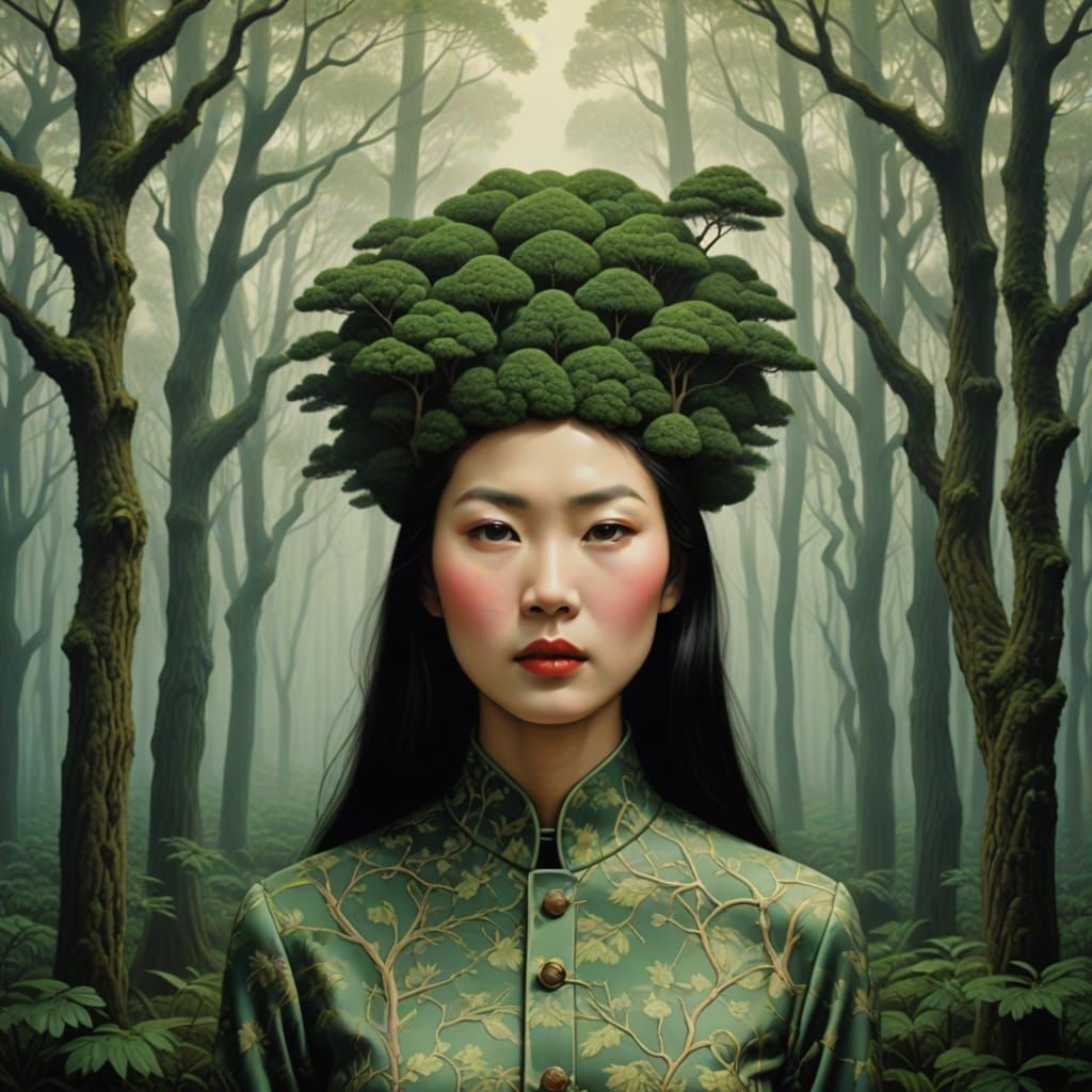 Surreal Forest Goddess in Chinese Beauty Style