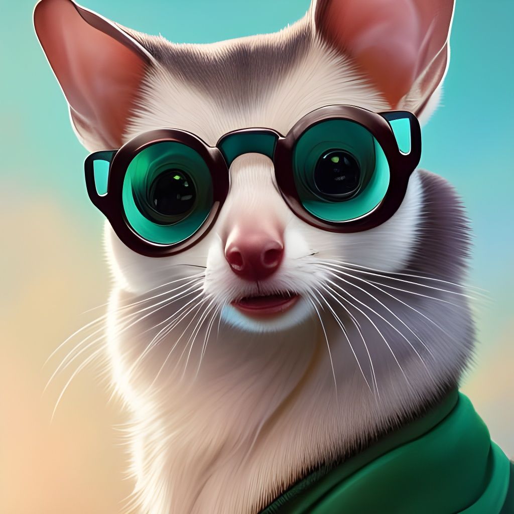 Hipster Sugar Glider Portrait: Digital Art